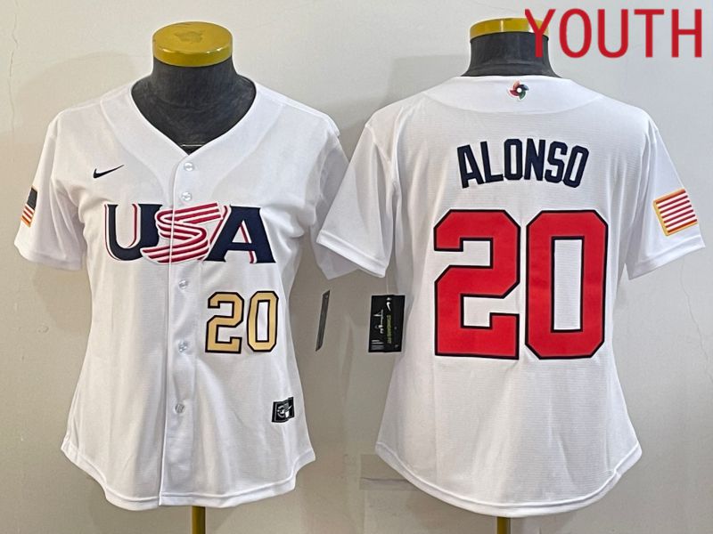 Youth 2023 World Cub USA #20 Alonso White MLB Jersey5->more jerseys->MLB Jersey